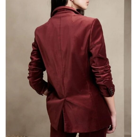 EUC Banana Republic Double-Breasted Cabin Red Velvet Blazer - Picture 2 of 12